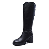 Layer Of Gruffel Coarse And Long Boots In The Warm High-Heekin Women Autumn And Winter New Personality Leather Fashion