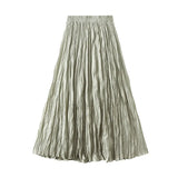 Luxury Light Pressure Folded Skirt Women's Spring And Autumn New Station Big Swing Thin Folded A Skirt