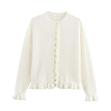 Women's Autumn And Winter New Laminated Wooden Ear Knitted Shirt