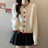 And Autumn 2025 New Sweater Coat Women's Design Color Love Button Knitted Shirt Short Long-Sleeved