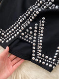 Black Sexy Bodycon Dress With Diamonds Vintage Stand Collar Long Sleeve High Waist Bling Mini Vestidos 2023 New