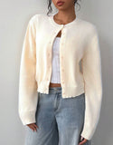 And Winter Sweater Women's Fashion Thin Round-Neck Long Sleeve Button Short Loose Cardigan Top