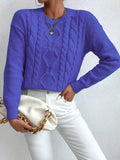 And Autumn Women's Fashion Round Collar Collar Knitted Sweater Thread Solid Color Top