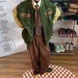 Vintage Badge Embroidered Varsity JacketOutfit