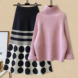 Korean Version Of The Suit Women's 2025 Autumn And Winter High-End Relaxation Knitted Sweater Half-Dress