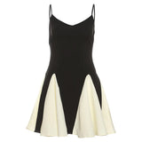 2024 Winter New Women's Fashion Chiming Color Splicing Splicing Body Slim Hanging