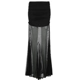 Cloth Forget Pure Sexy Sister Wind Net Splicing Folding Skirt Tidling Skirt Hottie Slimming Bag Hip