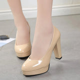 Zingj Size High Heels Spring 2023 New Single Shoes Round Head Thick With Patent Leather Waterproof Platform Sexy Thick Bottom Wedding Shoes Women-Outfit