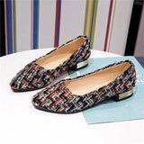 And South Korea Large-Size Cloth Low Heel Single Shoes Women's Light-Mouthed Tip Flat Bottoms To Spell Lazy Bean Shoes