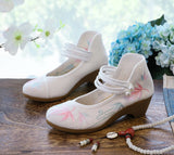 Zingj Heels Single Shoes Lady Spring And Summer Style Retro Embroidered Cloth Shoes National Wind Female Chinese Wind Cheongsam