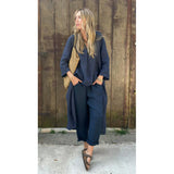 Spring And Autumn Cotton Tamply Size Women's Loose Casual V-Neck Long-Sleeved Trousers Two-Set