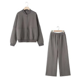 Bomber Jacket-Style Tunic 3399802 Loose High-Waisted Velvet Trousers