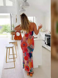 Zingj Summer Women's Fashion Casual One-Word Collar Floral Floral Dress