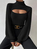 2025 Sweater Sexy Loose Sweater High Collar Hollow Sweater Outside To Wear
