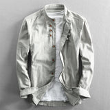 2025 New Men's Casual Linen Shirt Gentlemen's Wind Collar Wish Cotton