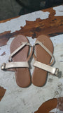 Flat-Bottomed Jacket Slippers Women's Toe Metal Belt Buckle Flat And Cool