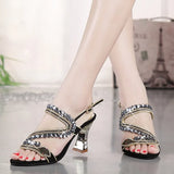 New Summer Diamond Sandals Women's Exposed Toe Sexy Diamond High-Heeled Crystal