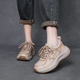 Layer Of Cowhick Old Dad Shoes Spring And Autumn New Comfortable Soft Sole Casual Shoes Round Head Single