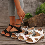 Asia's New Slope And Thick-Soled Sandals Women's Large Size With Fish Mouth Magic Stick Beach Cool