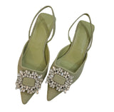 Zingj Sandals Female Fine Heel Summer Design Sense Fairy Wind A Word With Water Diamond Pointed Head Temperament High-Heeled Shoes