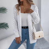 Shooting Autumn And Winter Hollow Lantern Long Sleeve Open-Sleeve Sweater Long Coat Women's