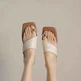 Retro Vacation Woven Style Clip Cool Slippers Women Wearing Summer Niche Design And Low-Heeling