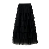 Yarn Half Skirt Long Girl 2025 New Spring And Autumn Super Fairy Layer Cake Skirt Skirt Over The Knee Dress