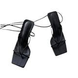 Drag Leg New High Heel Heel Ring Cross-Lace Laded Laminated High Heel Tie Sandals 2025