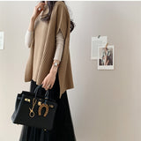 And Winter Vertical Loose Short-Sleeved Knitted Shirt Korean Rough Knitted Shawl Shawl Shawl