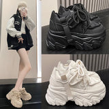 Autumn 2025, The New 8Cm Heighten Women's Shoes With Thick Platform And High Heel Dad Shoes Show Versatile Feet Small Sports