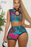 Aesthetic Two Piece Set Women Club Outfits 2023Summer Festival Clothing Crop Top Mini Skirts Lounge Wear Matching