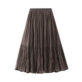 Retro Folded Fairy Net Yarn Half-Dress Skirt Dress Autumn 2025 High-Rise Slim Long Skirt