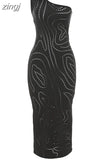Inclined Shoulder Maxi Dresses Women 2023 Summer Sexy Hollow Trend Skinny Robe Female Elegant Bodycon Vestidos