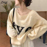 Pullovers Women Popular New Arrival Letter All-match Winter Warm Clothing College Young Ladies Korean Style Loose
