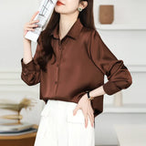 And Autumn 2025 New Advanced Sensational Anti-Floored Wrinkled-Faced Shirt For Women's French Leisure Career Commuting