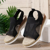 Flying Breathable Heel Sandals Women Wear Net Cloth Fish Mouth Thick Bottom Beach Cool Slippers