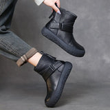 Wool Women's Boots Head Layer Of Cowhers Retro Leisure Cotton Boots Autumn And Winter New Warm Flat Bottom Soft Bottom Boots