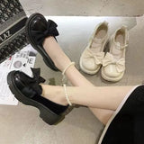 Mary Jane Shoes Women 2025 Spring And Summer New Pearl Butterfly Girl Single Shoes Coarse Heel Fairy