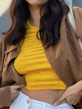 Jacquard Cropped Knit Tank Top- Outfit