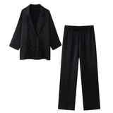 New Wrinkled Effect Blazer Loose Casual Trousers 4387130