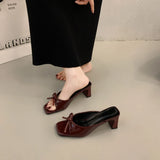Bow Coarse And Cool Slippers Women Wear 2025 New Summer Large-Size Fish Mouth Open High