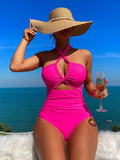 2025 New Bikini Solid Color Sexy High-Waisted Bikini Swimsuit