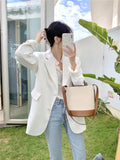 Women Spring Solid Color Elegant Blazer Jacket Office Lady Long Sleeve Outwear