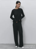 2025 New Soft Model Set Women's Casual Blouse + Broad Legs Christmas Red