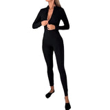 Zingj 2023 New Fashion Solid Color V-Neck Sexy Elastic Home Bottom Jumpsuit-Outfit