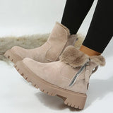 Plus Thick Thick Snow Boots Women's Side Zipper Round Head Large Size Short Boots