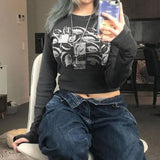 Zingj Dark Wind Eye Print Slim Long Sleeve T-Shirt Jacket Female 2023 Spring And Autumn INS New