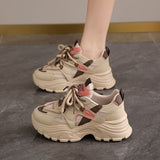 Cake Old Dad Shoes Women In The Autumn Of 2025 New Korean Version Of Thick-Soled High-Heeled Running Shoes Retro Coloring Student Casual