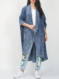 Zingj Ebay Cardigan Denim Trench Coat Women's Fashion Lapel Bat Sleeve Loose Coat Female
