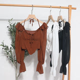 Spice Girls Shoulder-Mounted Neck With Long-Sleeved Chindal Wooden Ear-Deared Shirt Short With Chest Cushion Top